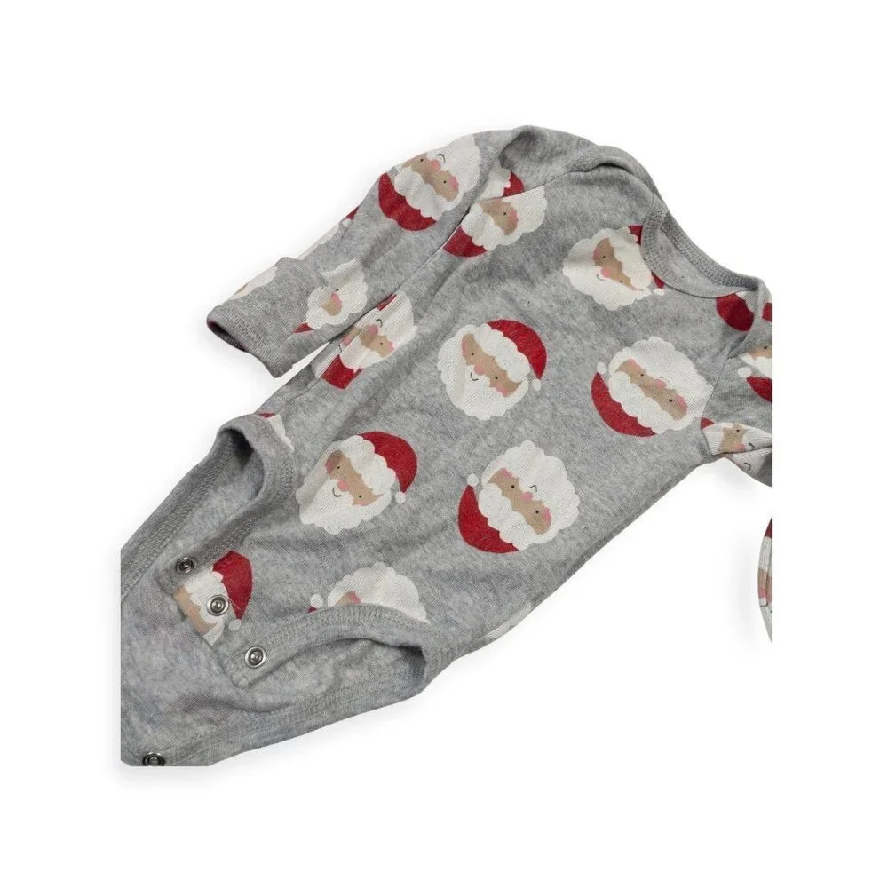 Carters Baby 3M Christmas Bodysuit Set Red & Gray Long Sleeve Cotton